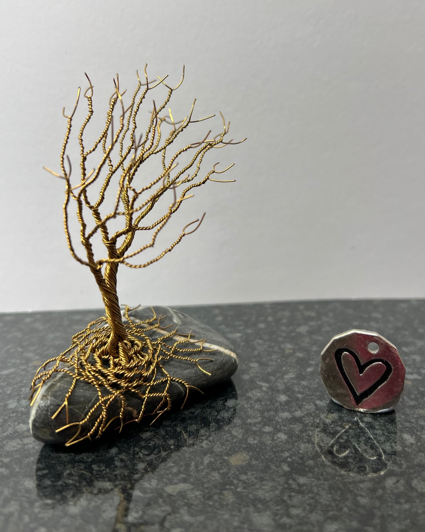 Windswept Celtic Tree Sculpture - Antique Bronze on Pebble - Small Plus