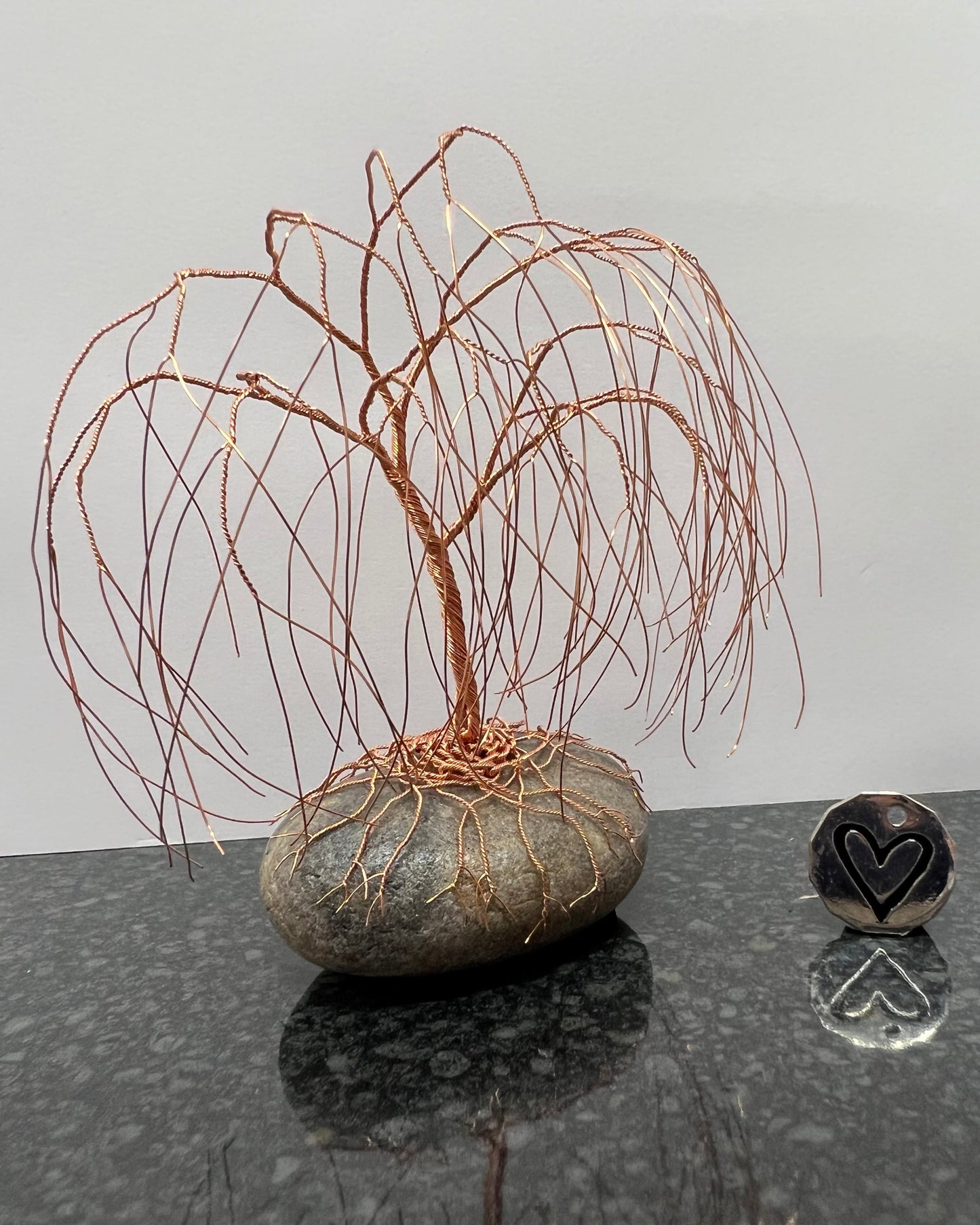 Willow Celtic Tree Sculpture - Copper on Pebble - Medium
