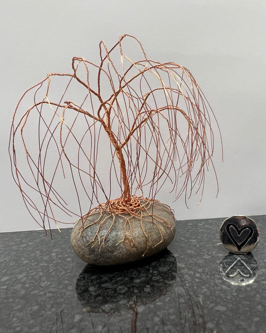 Willow Celtic Tree Sculpture - Copper on Pebble - Medium