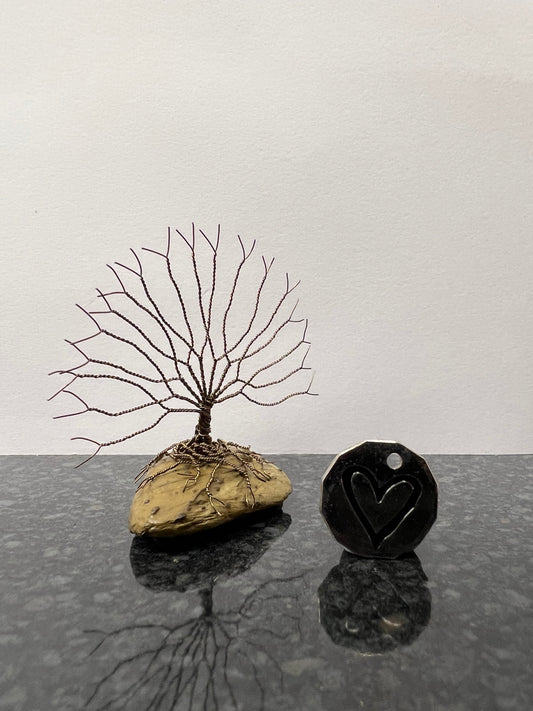 Celtic Tree of Life Sculpture - Gunmetal on Pebble - Small