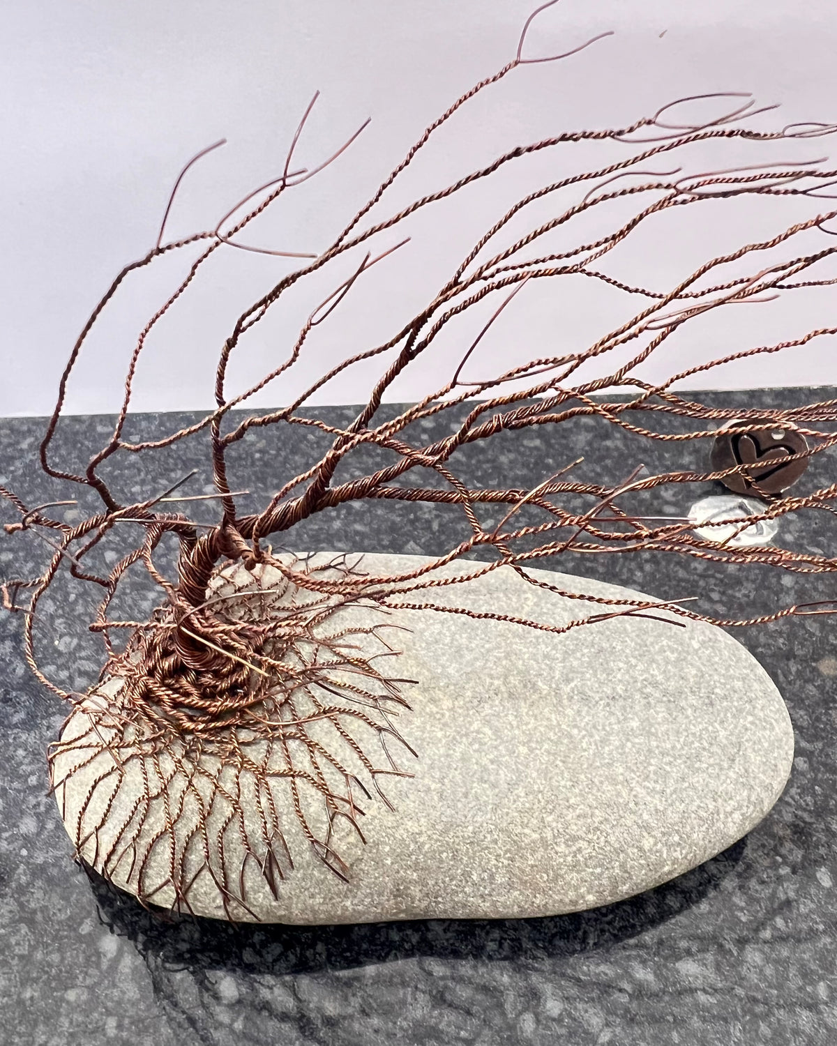 Windswept Celtic Tree Sculpture - Antique Copper on Pebble - Medium Plus
