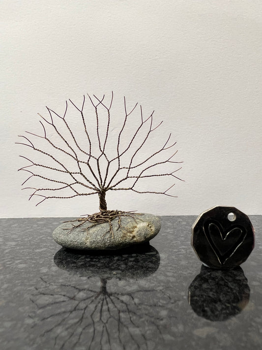 Celtic Tree of Life Sculpture - Gunmetal on Pebble - Small