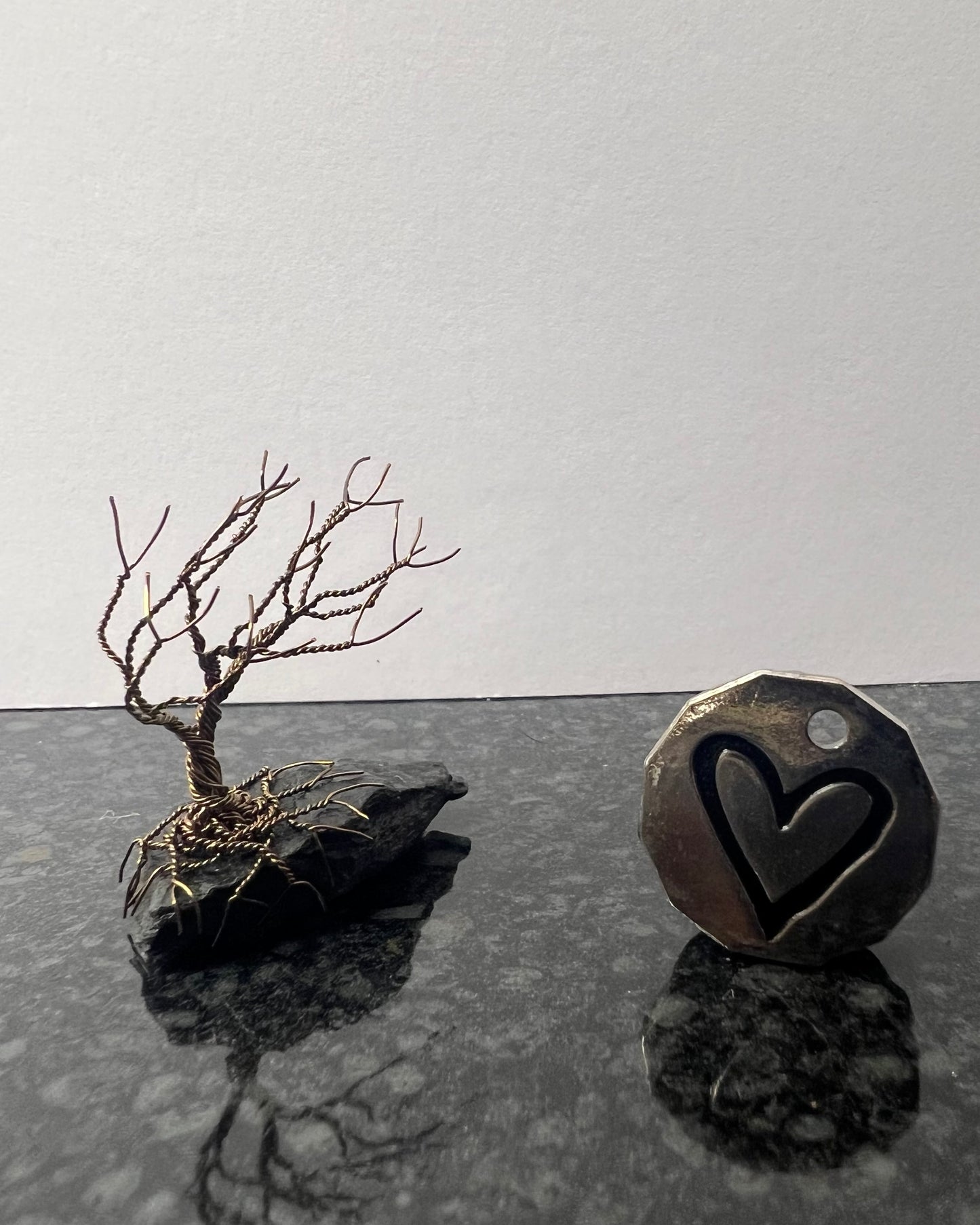 Windswept Celtic Tree Sculpture - Gunmetal on Slate- Mini