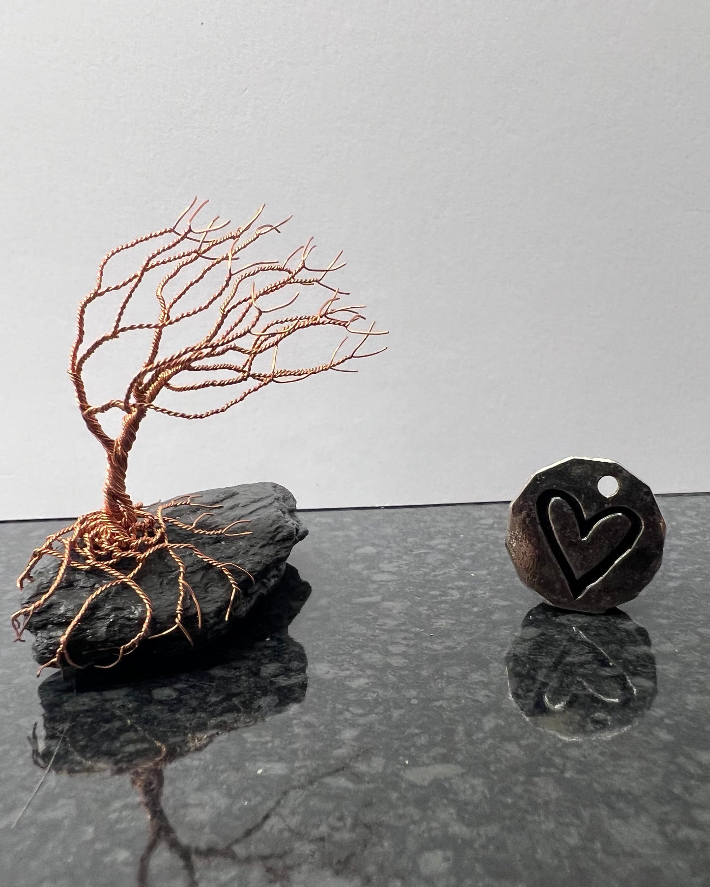 Windswept Celtic Tree Sculpture - Copper on Slate - Small