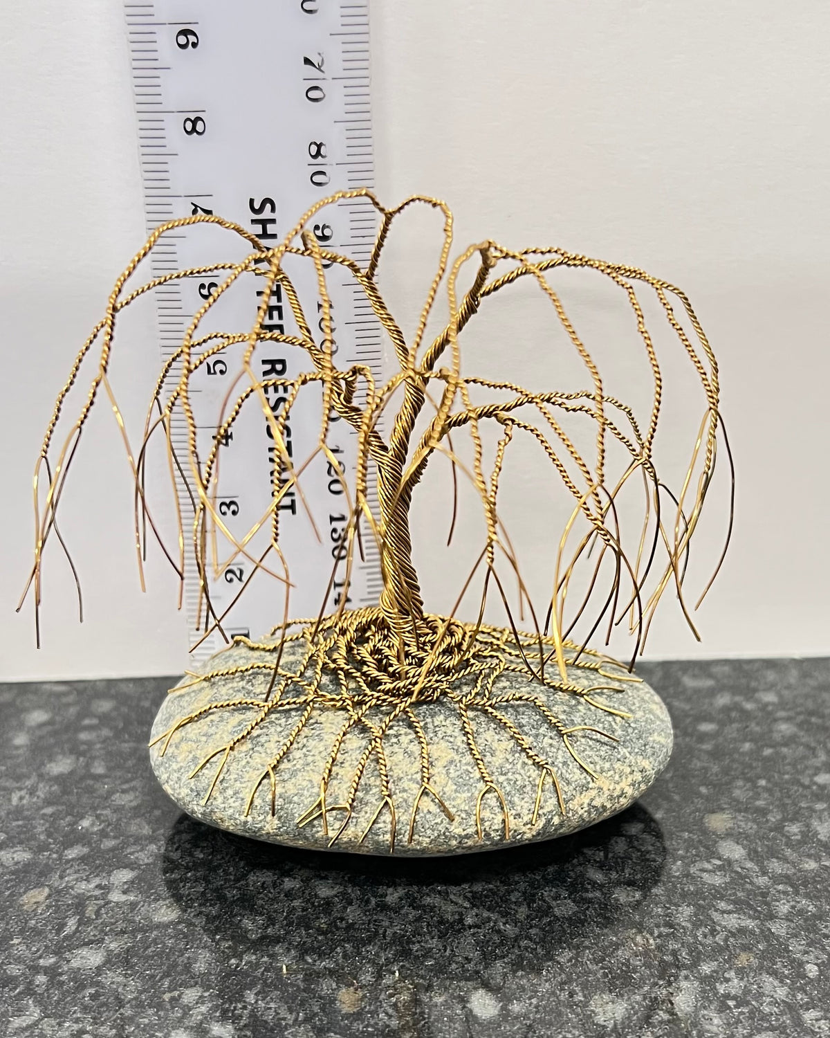Willow Celtic Tree Sculpture - Antique Bronze on Pebble - Small Plus