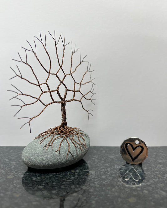 Tree of Life Celtic Tree Sculpture - Antique Copper on Pebble - Small Plus