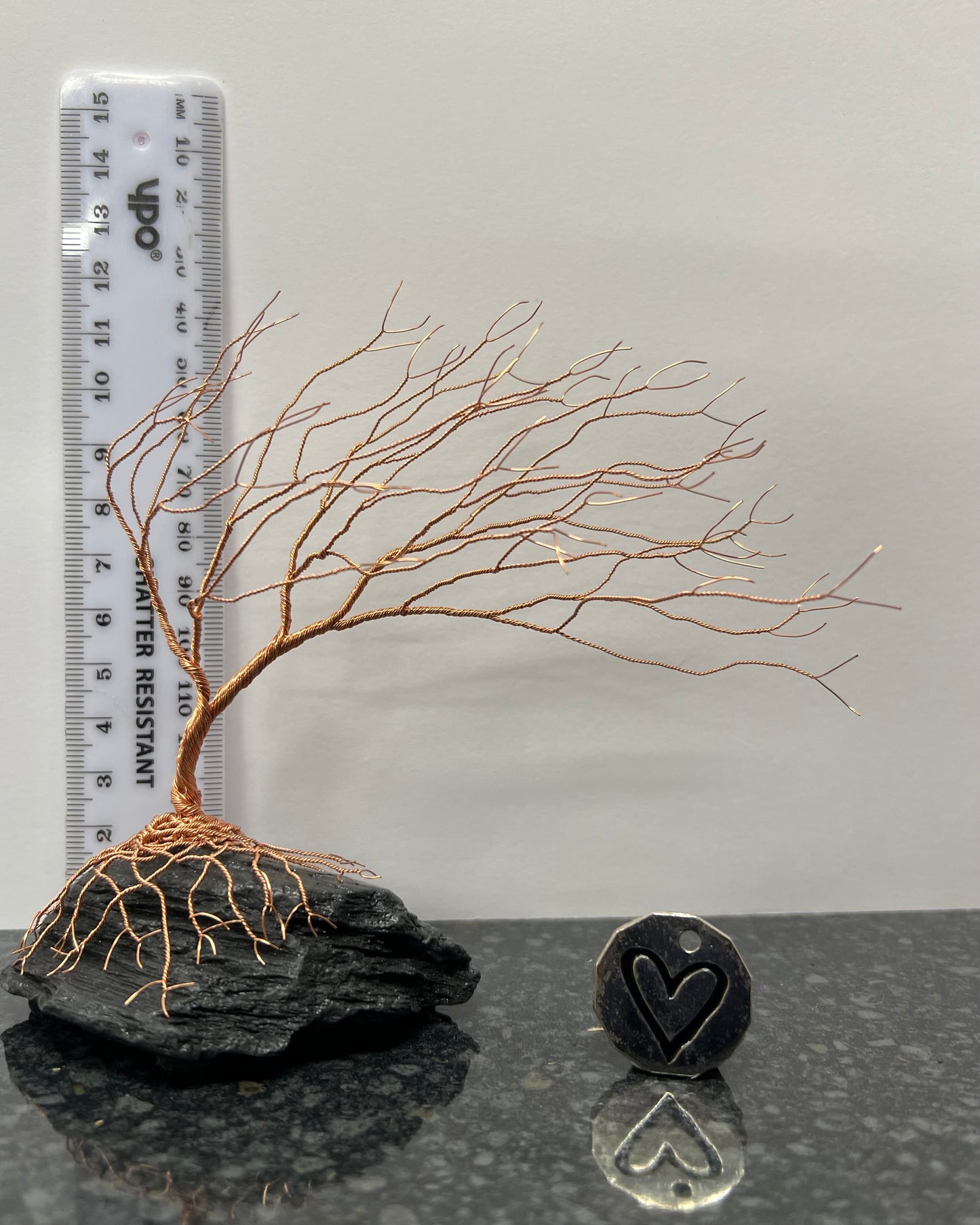 Windswept Celtic Tree Sculpture - Copper on Slate - Medium