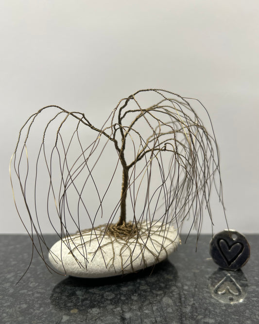 Willow Celtic Tree Sculpture - Gunmetal on Pebble - Medium