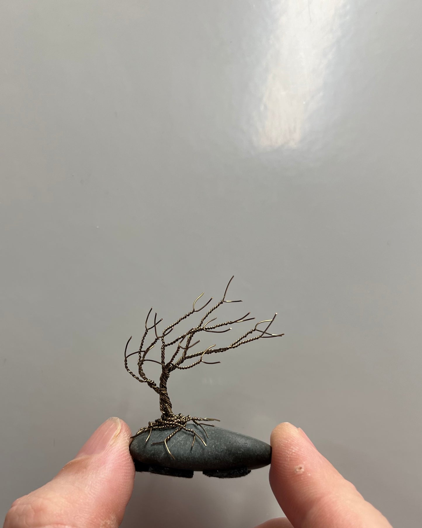 Windswept Celtic Tree Sculpture - Gunmetal on Pebble - Mini