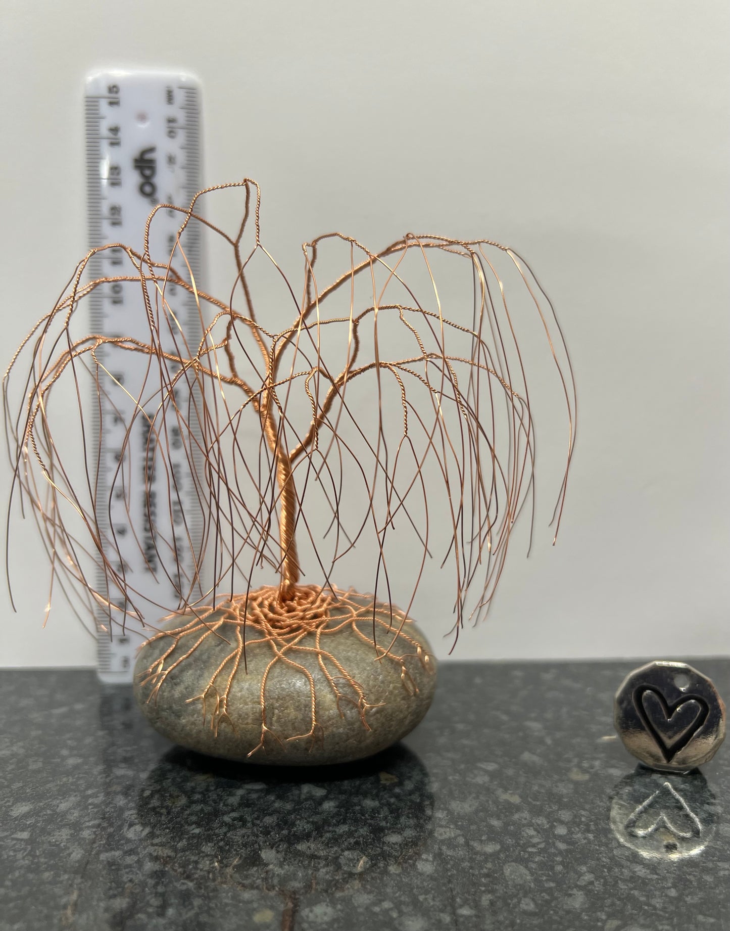 Willow Celtic Tree Sculpture - Copper on Pebble - Medium