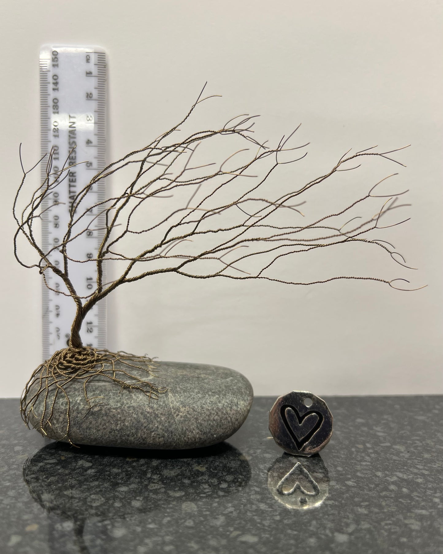 Windswept Celtic Tree Sculpture - Gunmetal on Pebble - Medium