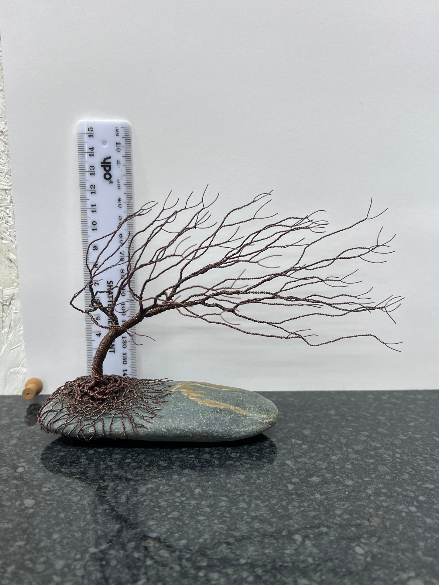 Windswept Celtic Tree Sculpture - Antique Copper on Pebble - Medium Plus