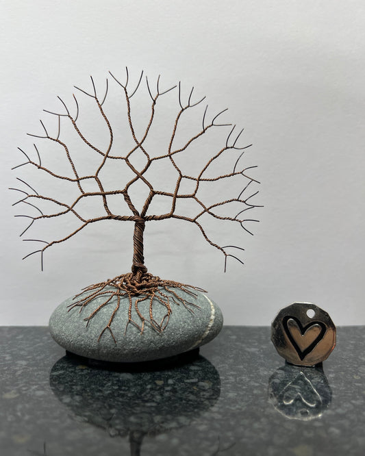 Tree of Life Celtic Tree Sculpture - Antique Copper on Pebble - Small Plus