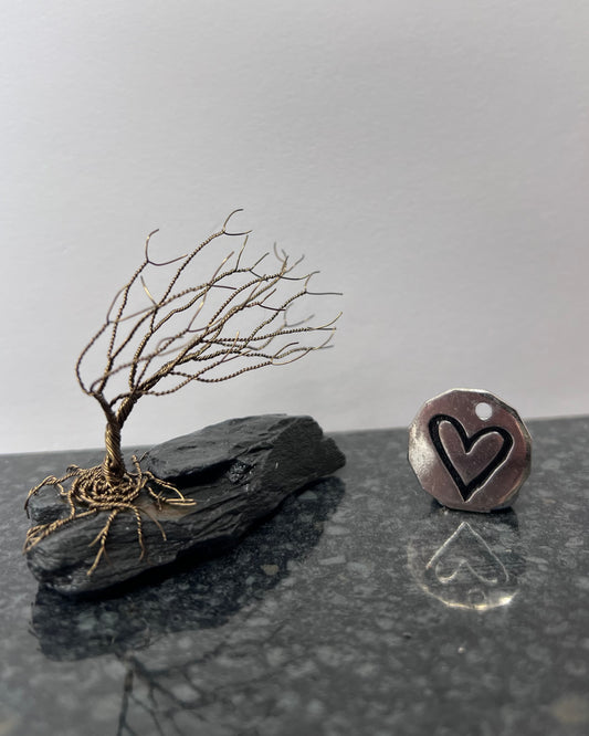 Windswept Celtic Tree Sculpture - Gunmetal on Slate - Small