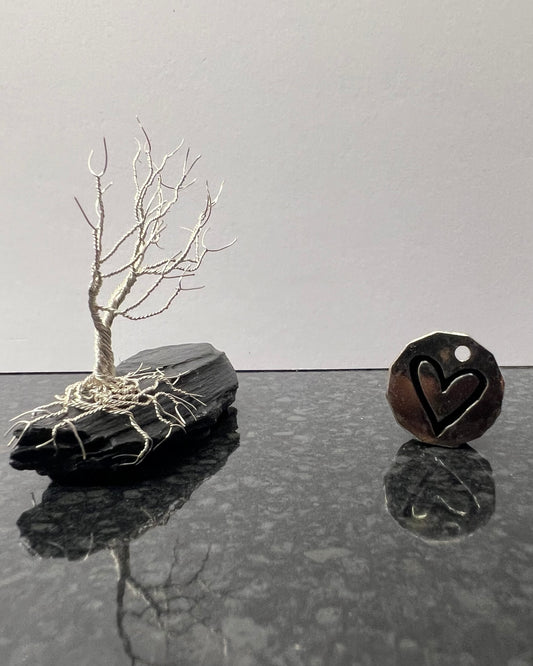 Windswept Celtic Tree Sculpture - Silver (plated) on Slate - Small