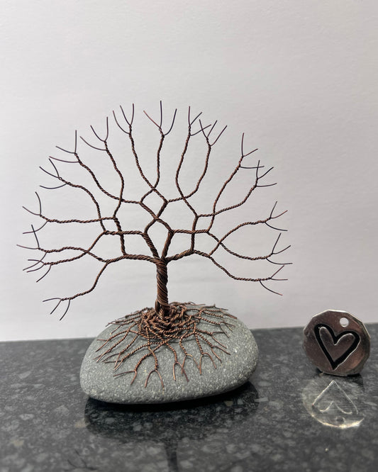 Celtic Tree of Life Sculpture - Antique Copper on Pebble - Small Plus
