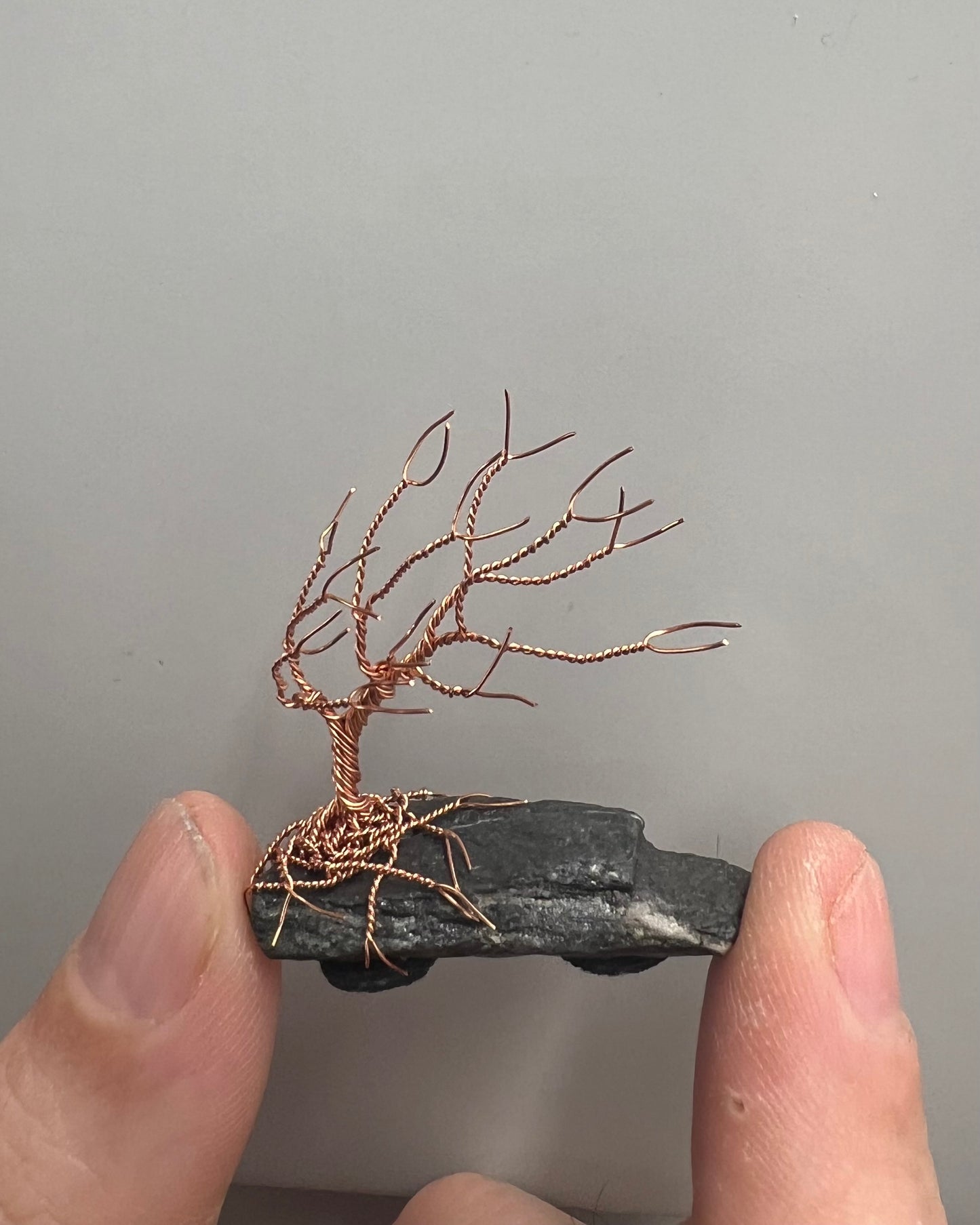 Windswept Celtic Tree Sculpture - Copper on Slate - Mini
