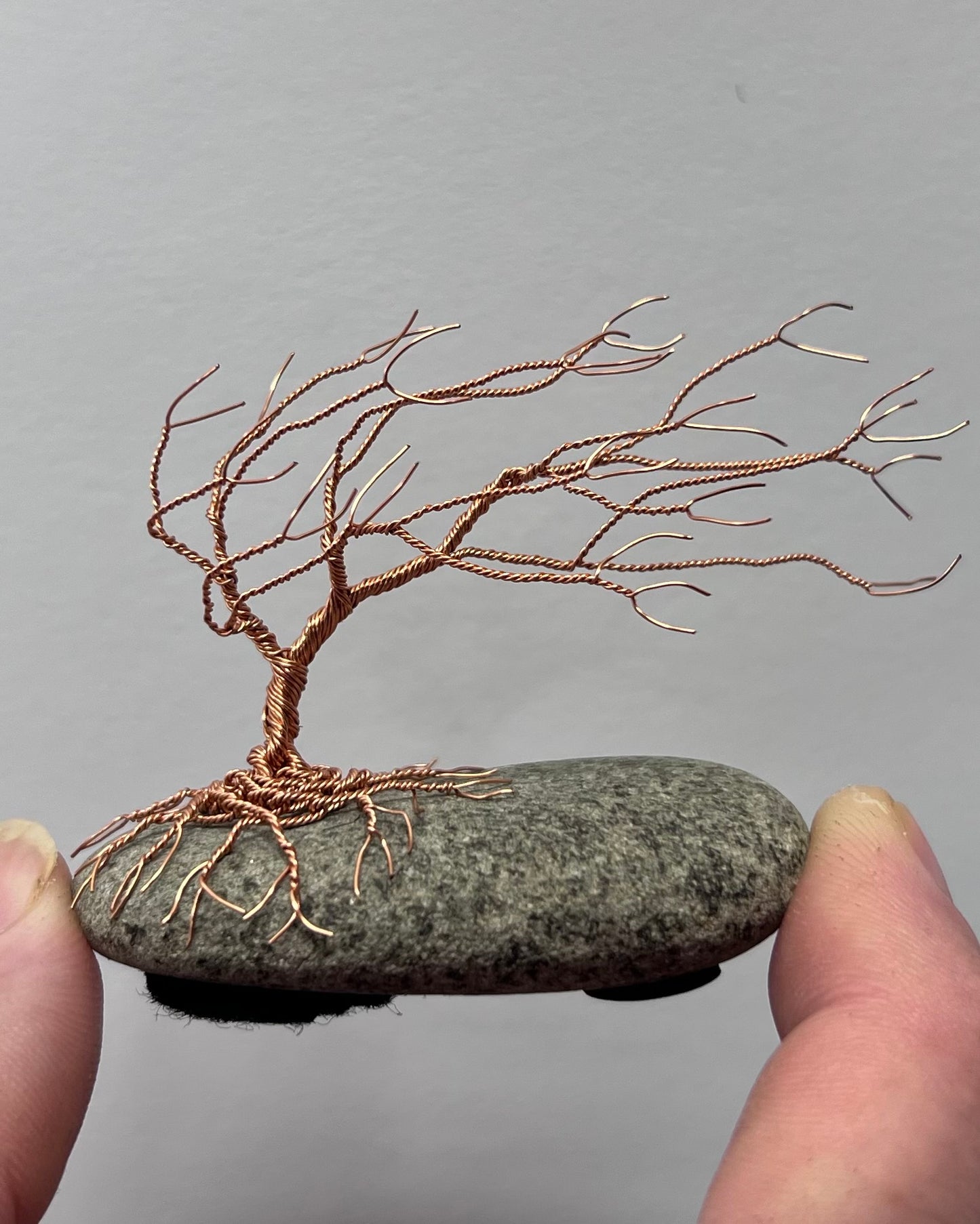 Windswept Celtic Tree Sculpture - Copper on Pebble - Small
