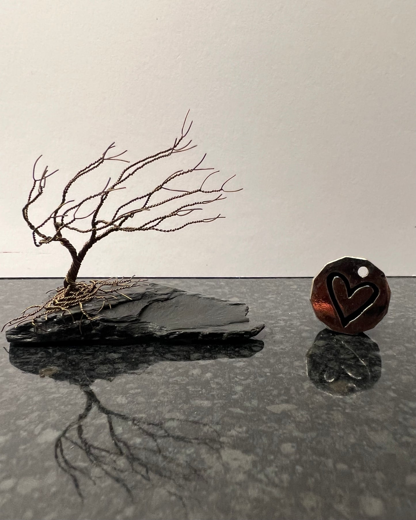 Windswept Celtic Tree Sculpture - Gunmetal on Slate - Small
