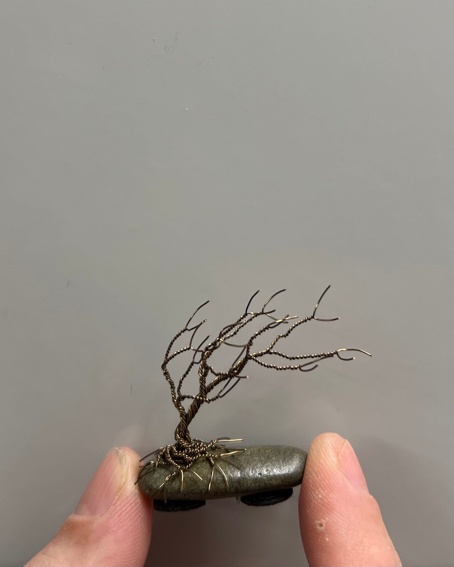 Windswept Celtic Tree Sculpture - Gunmetal on Pebble - Mini