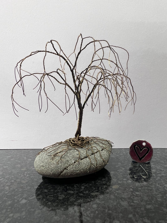 Willow Celtic Tree Sculpture - Gunmetal on Pebble - Medium
