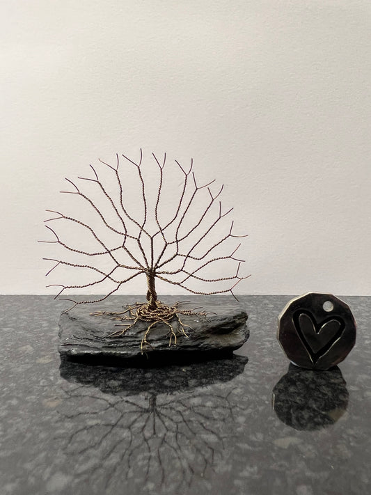 Celtic Tree of Life Sculpture - Gunmetal on Slate - Small