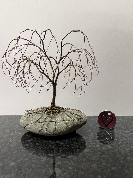 Willow Celtic Tree Sculpture - Gunmetal on Pebble - Medium