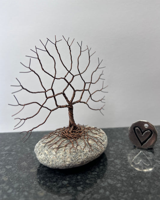 Celtic Tree of Life Sculpture - Antique Copper on Pebble - Small Plus
