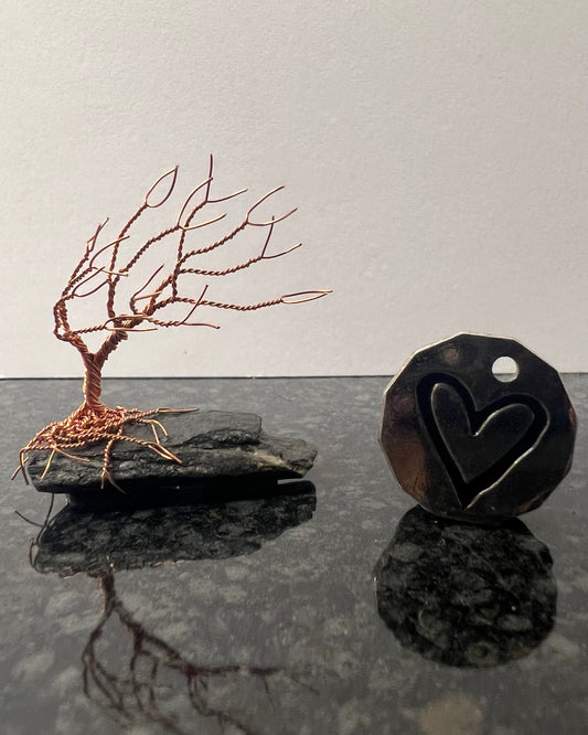 Windswept Celtic Tree Sculpture - Copper on Slate - Mini