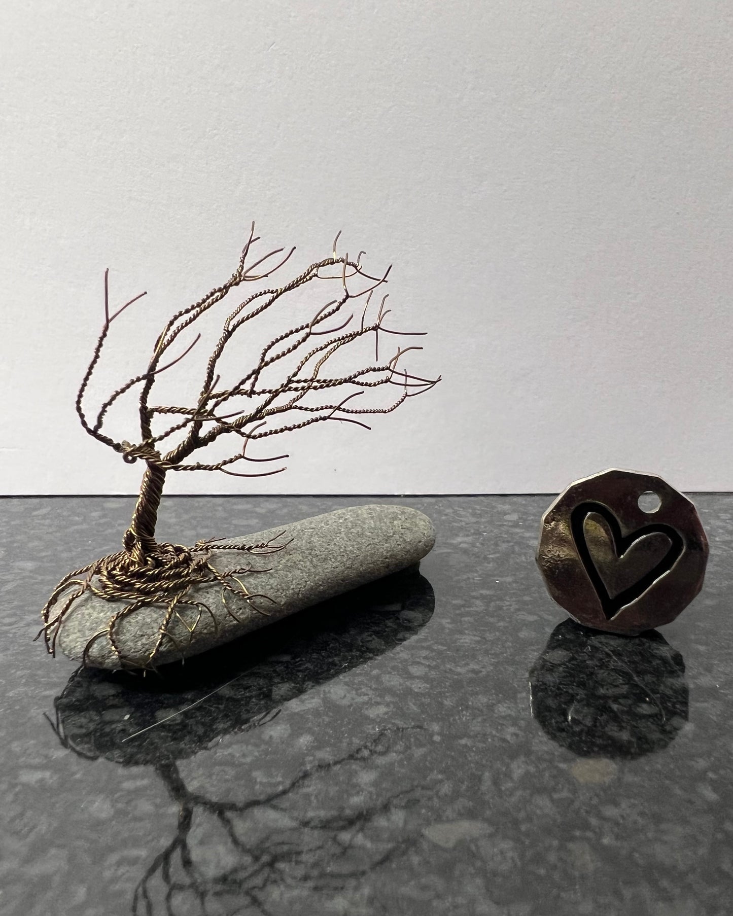 Windswept Celtic Tree Sculpture - Gunmetal on Pebble - Small