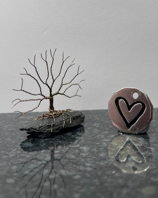 Celtic Tree of Life Sculpture - Gunmetal on Slate - Mini