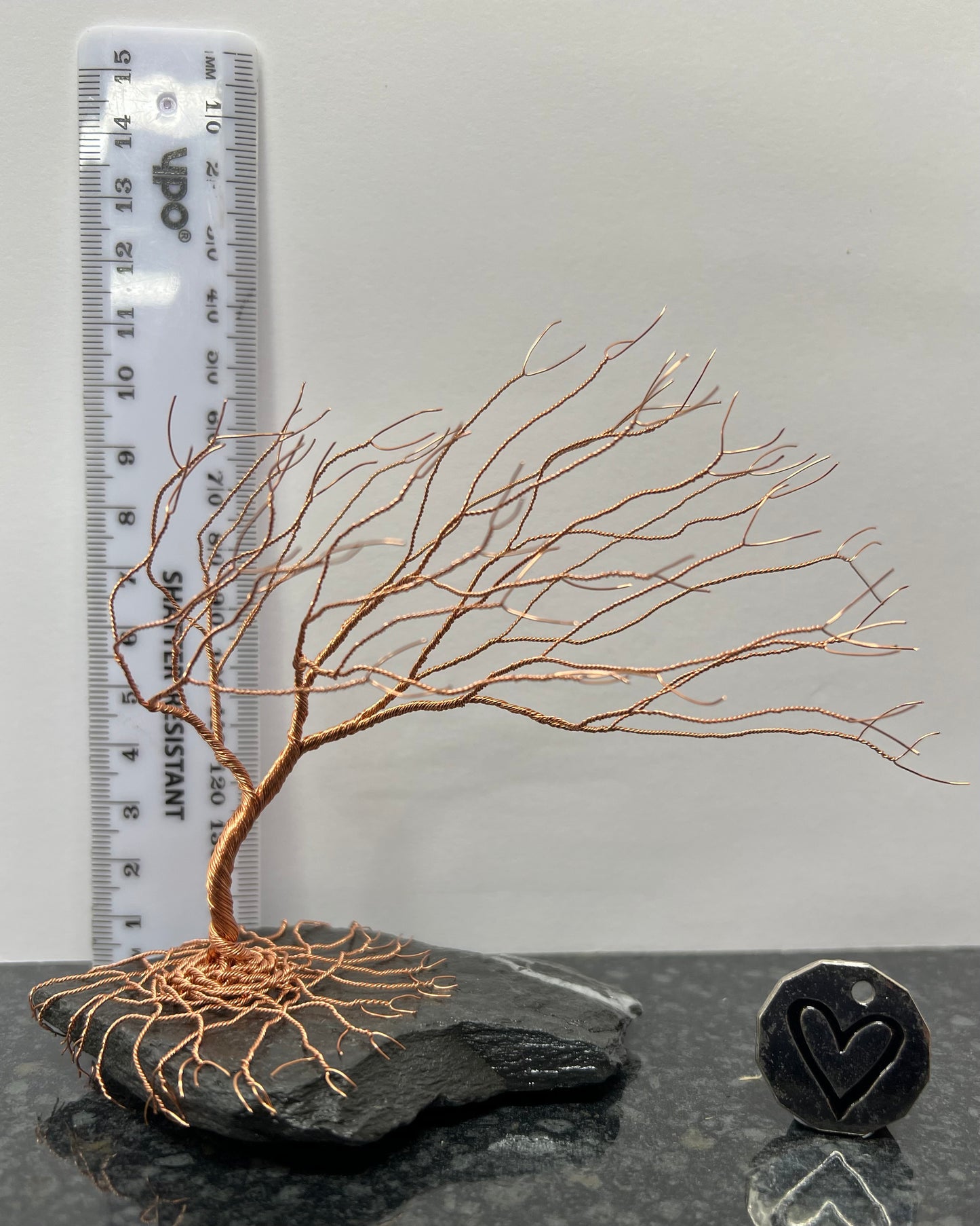 Windswept Celtic Tree Sculpture - Copper on Slate - Medium