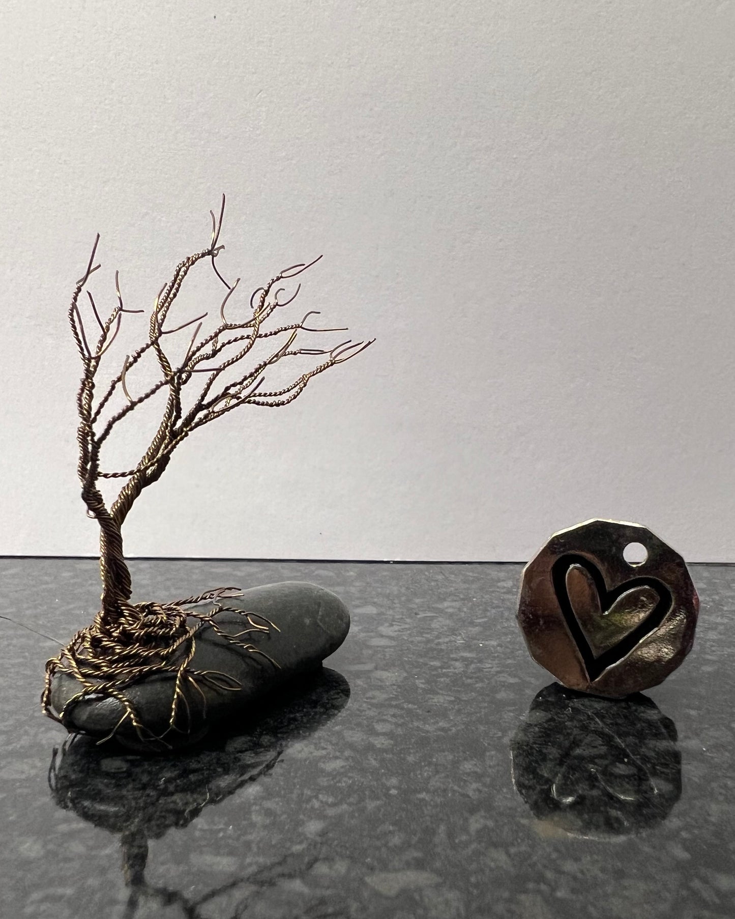 Windswept Celtic Tree Sculpture - Gunmetal on Pebble - Small