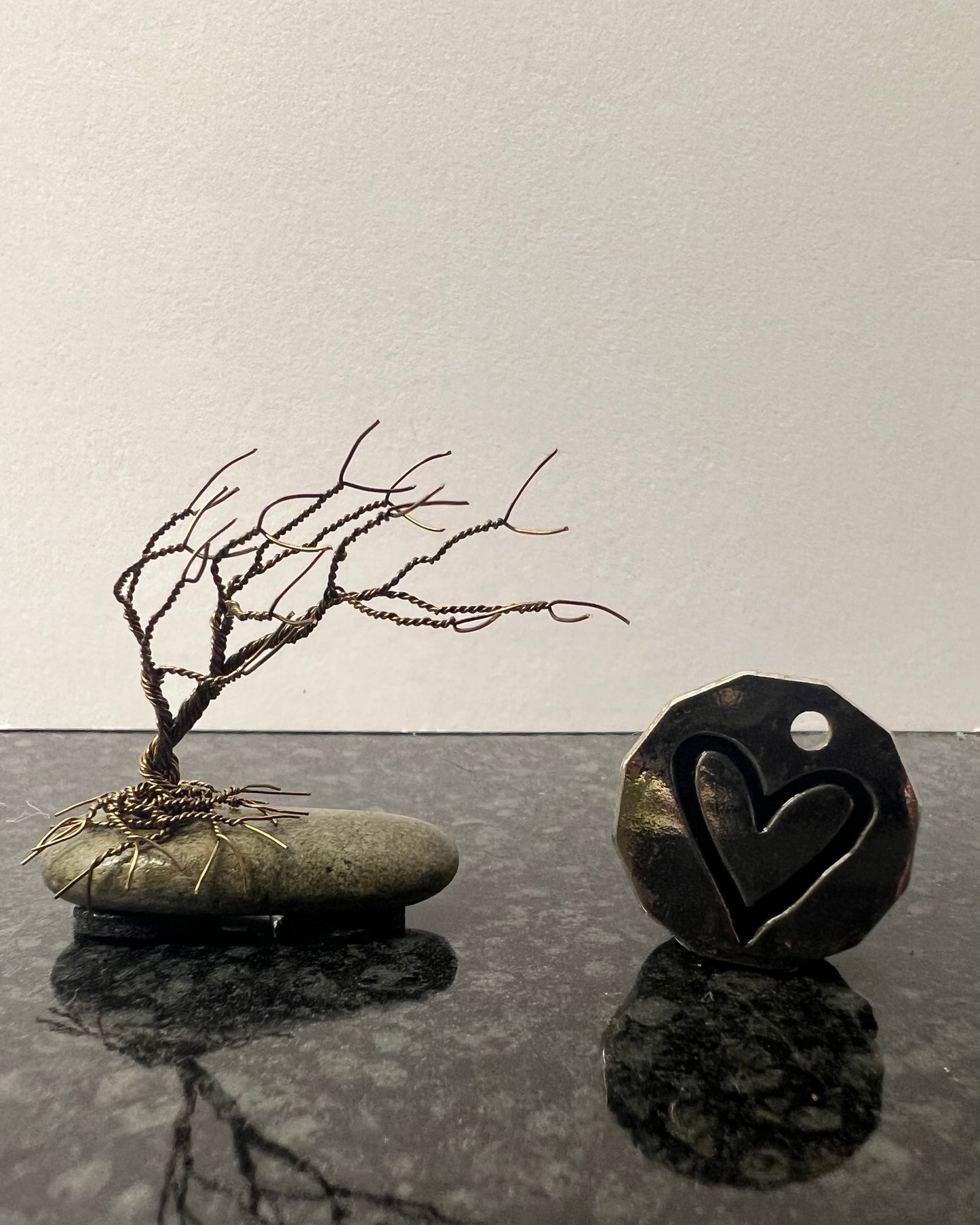 Windswept Celtic Tree Sculpture - Gunmetal on Pebble - Mini