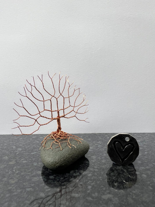 Celtic Tree of Life Sculpture - Copper on Pebble - Small