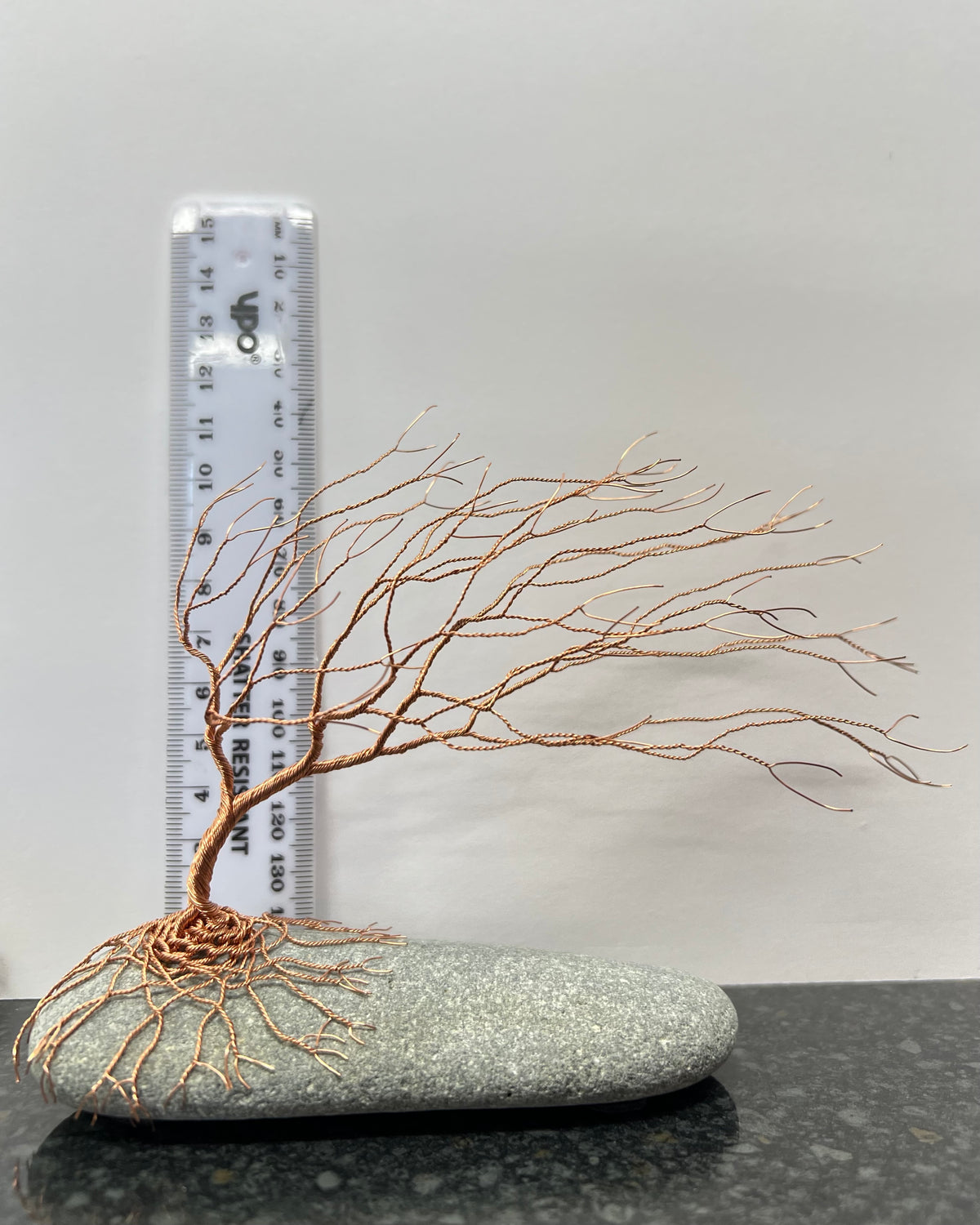 Windswept Celtic Tree Sculpture - Copper on Pebble - Medium