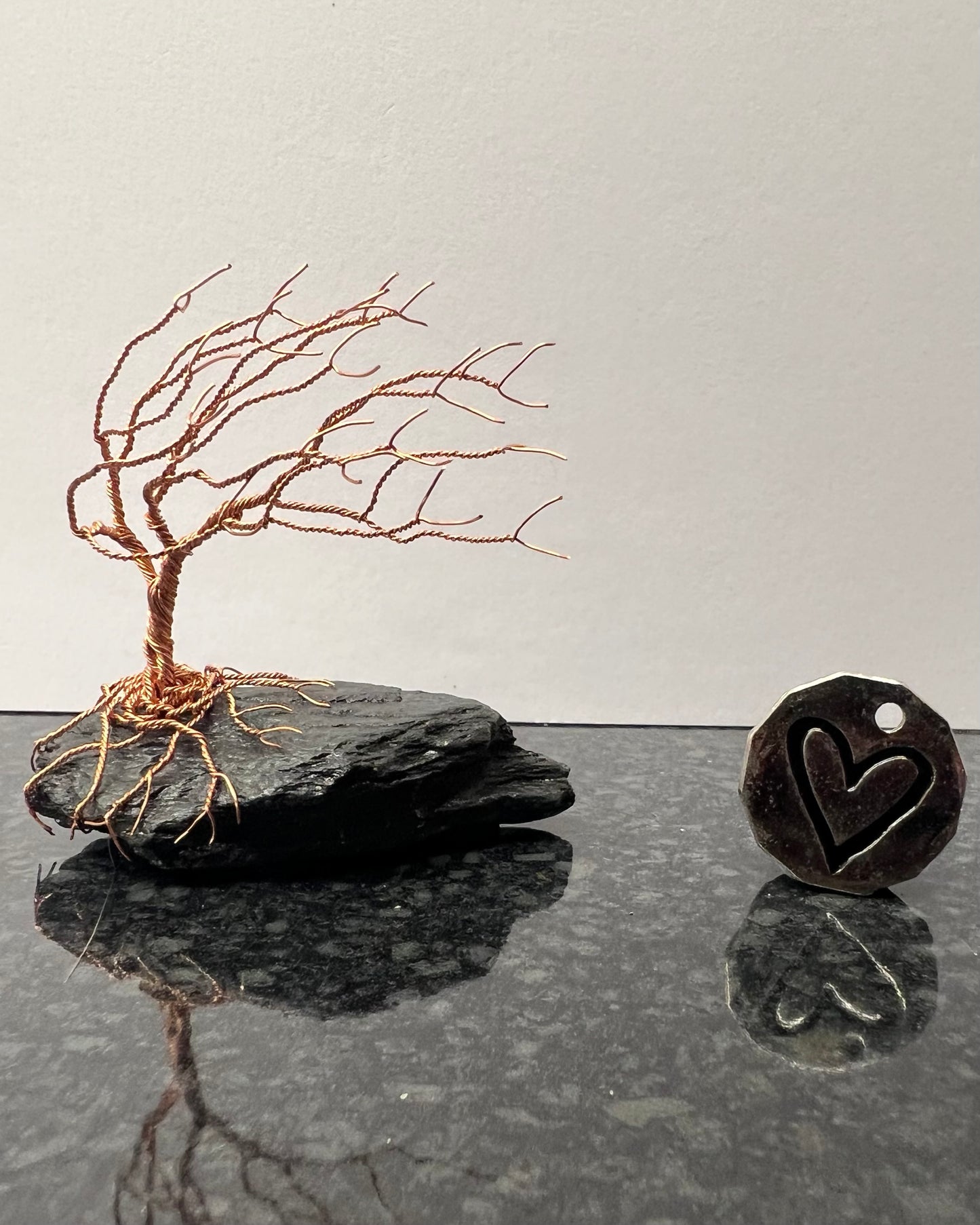 Windswept Celtic Tree Sculpture - Copper on Slate - Small