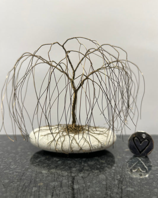 Willow Celtic Tree Sculpture - Gunmetal on Pebble - Medium