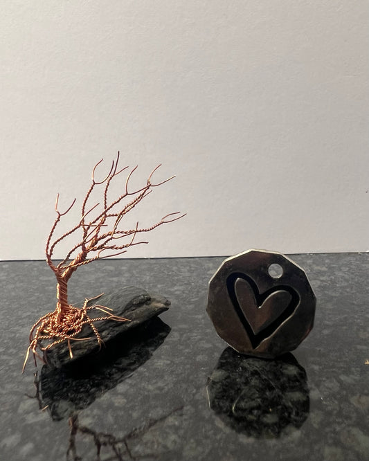 Windswept Celtic Tree Sculpture - Copper on Slate - Mini