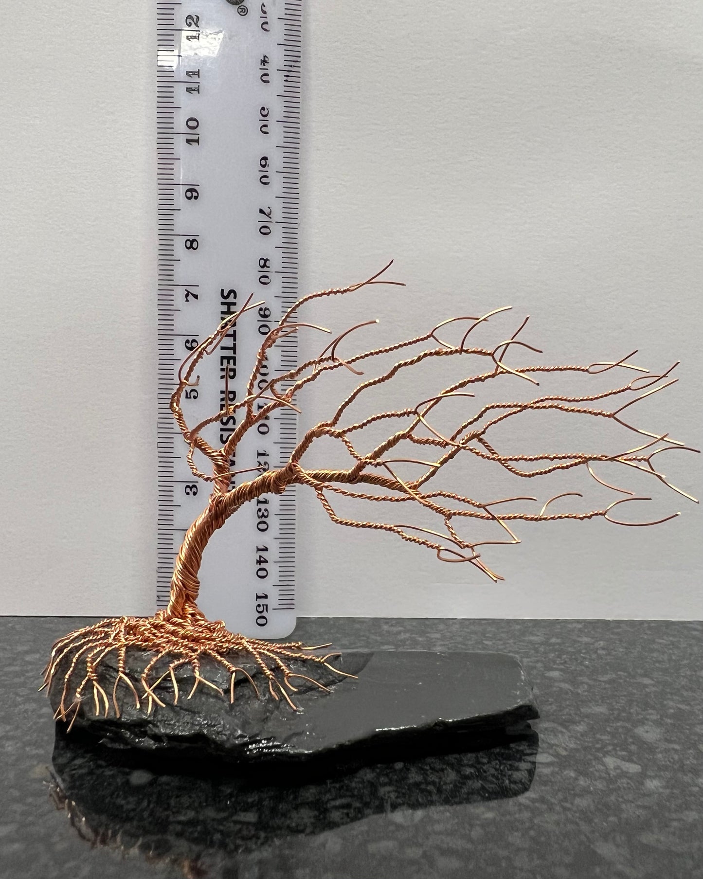 Windswept Celtic Tree Sculpture - Copper on Slate - Small Plus