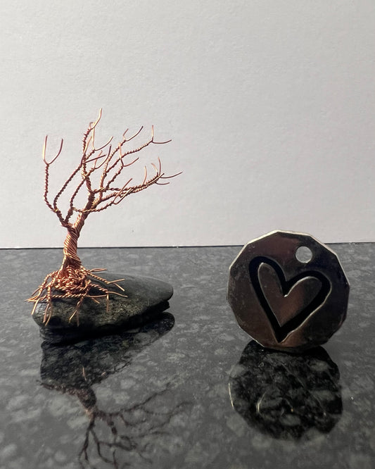 Windswept Celtic Tree Sculpture - Copper on Pebble - Mini