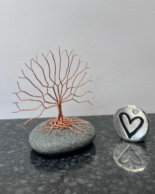 Celtic Tree of Life Sculpture - Copper on Pebble - Small