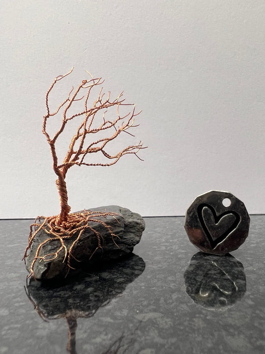 Windswept Celtic Tree Sculpture - Copper on Slate - Small