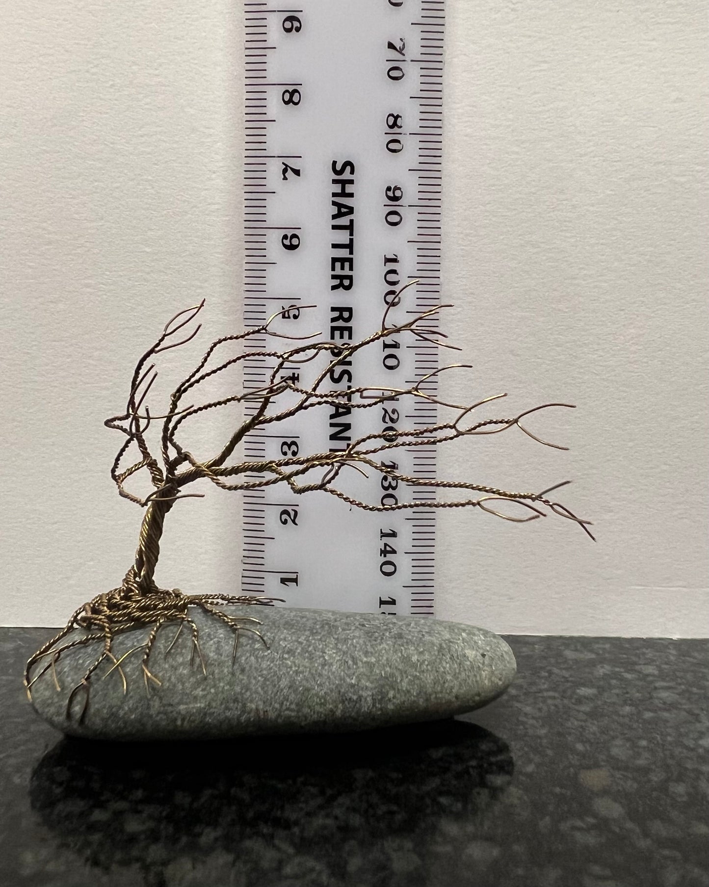 Windswept Celtic Tree Sculpture - Gunmetal on Pebble - Small
