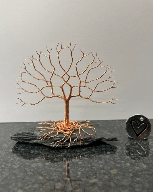 Tree of Life Celtic Tree Sculpture - Copper on Slate - Small Plus
