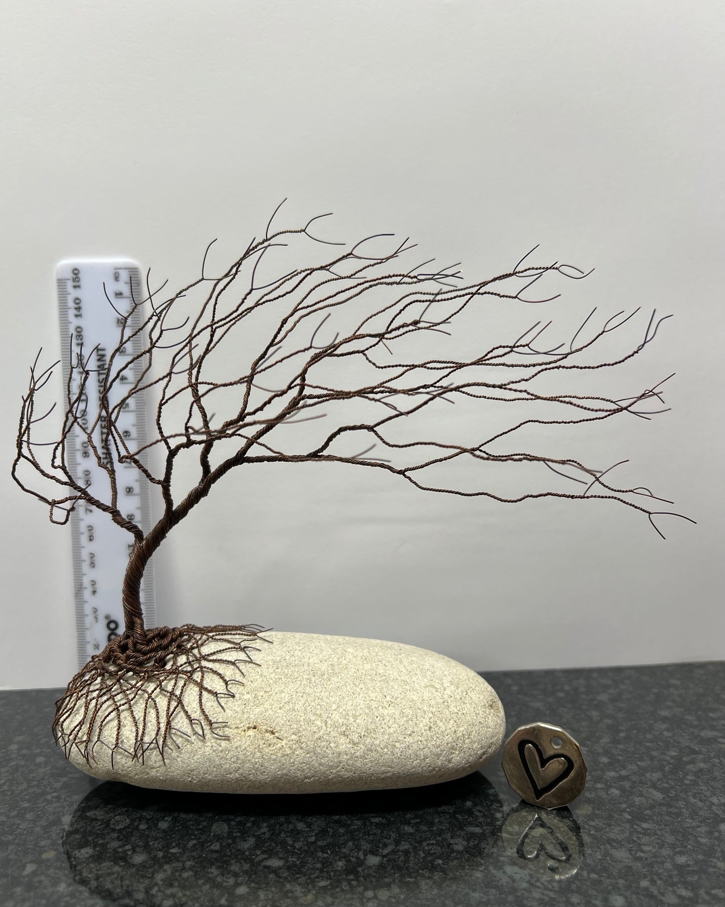 Windswept Celtic Tree Sculpture - Antique Copper on Pebble - Medium Plus