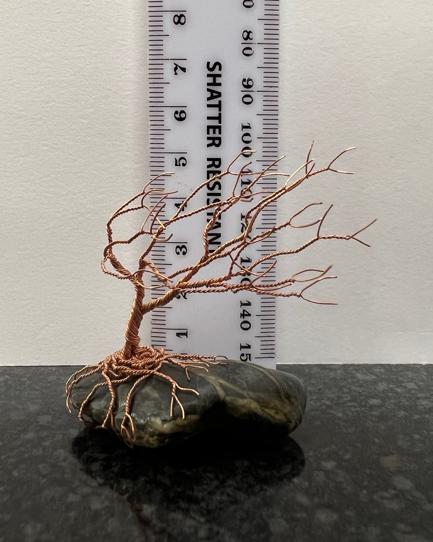 Windswept Celtic Tree Sculpture - Copper on Pebble - Small