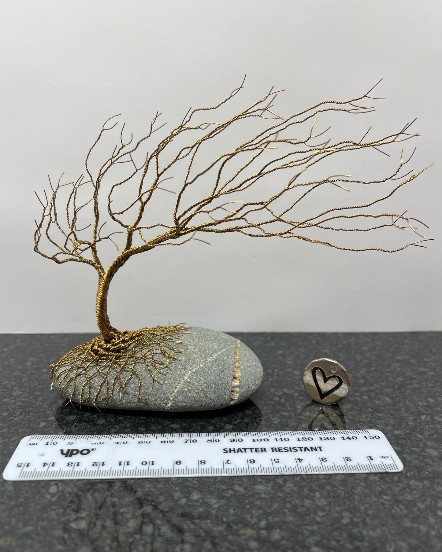Windswept Celtic Tree Sculpture - Antique Bronze on Pebble - Medium Plus