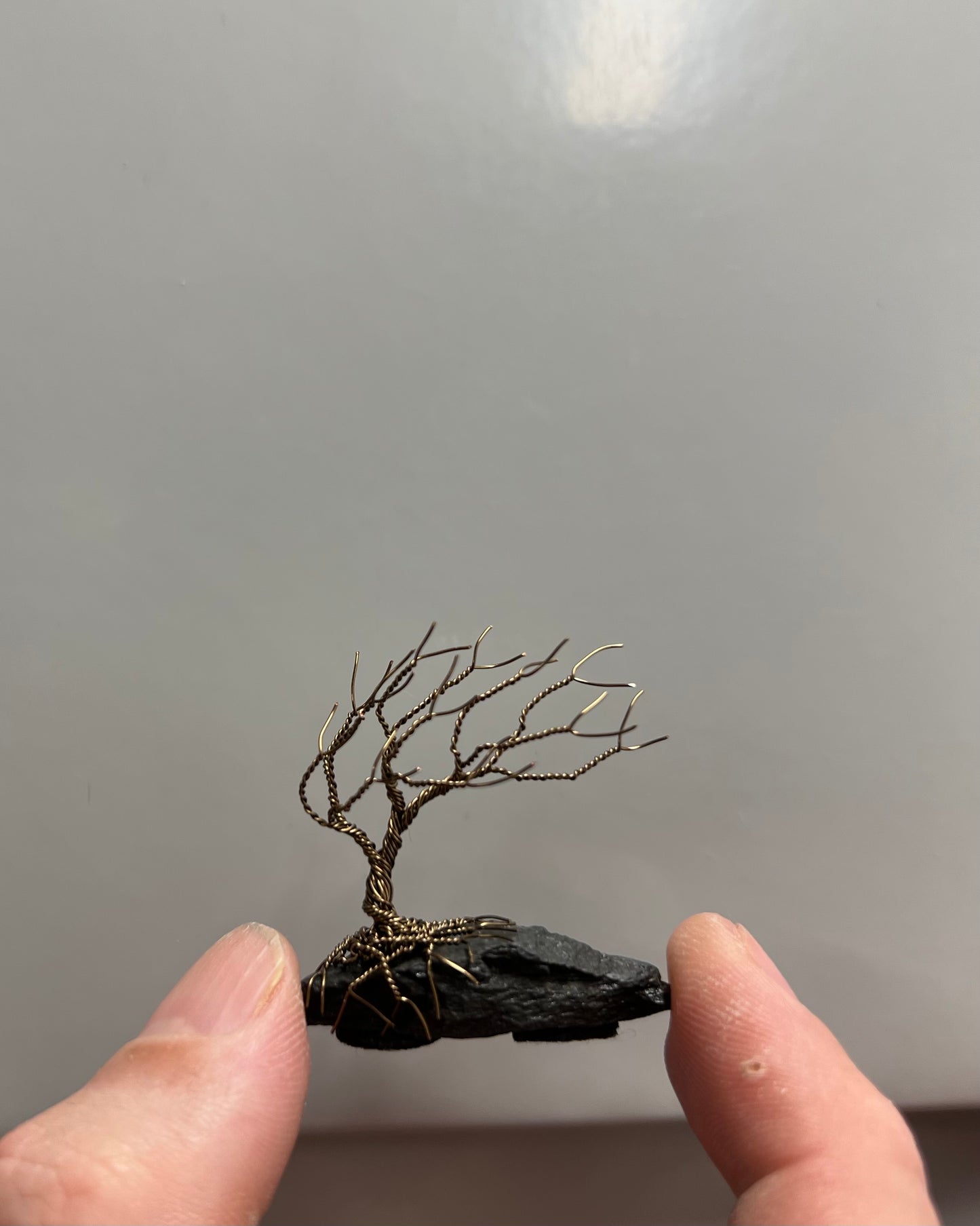 Windswept Celtic Tree Sculpture - Gunmetal on Slate- Mini