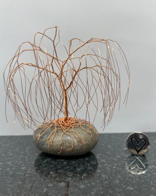 Willow Celtic Tree Sculpture - Copper on Pebble - Medium